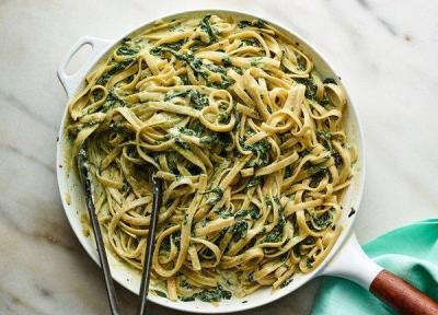 3 روش طرز تهیه اسپاگتی اسفناج با مرغ و پنیر و قارچ